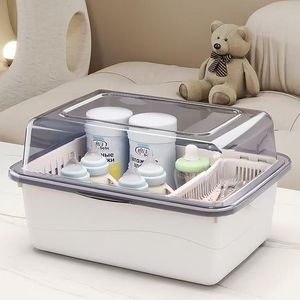 Baby Bottle <b>Storage</b> <b>Box</b> Large Square Type Transparent Dustproof Drainer PP <b>Material</b> 0-12 Months - Product Image 1