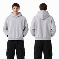 Sweat-shirt à capuche court et ample personnalisé 460 GSM pour homme, coupe droite, poignets ouverts, style streetwear, en molleton bouclette lourd, faible MOQ