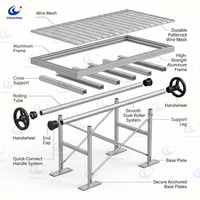Banc roulant antirouille pour serre avec structure en acier, table de culture en treillis métallique durable pour l'agriculture à grande échelle