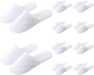 Pantuflas de viaje para invitados, pantuflas desechables de talla única, 5 pares de pantuflas de spa de forro polar coral antideslizantes para hotel - Product Image 1