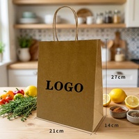 Sac en papier kraft biodégradable marron personnalisé pour la livraison de repas rapides à emporter, emballage pour restaurant, sac à emporter