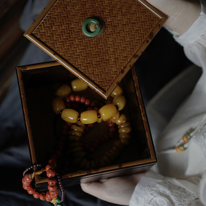 Bamboo Craft Storage Box With <b>Jade</b> <b>Ring</b> Lid For Jewelry Chinese Style 1-3L Capacity - Product Image 3