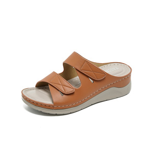 Comfort Genuine Leather Wedge <b>Sandals</b> Open Toe Low Heel Slip-On With Arch Support Summer Women Shoes Drop Shipping - Product Image 5