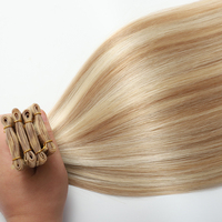 Extensions de cheveux naturels Remy double épaisseur, lisses comme de la soie, avec mèches, volume accru, tissage invisible de luxe européen, vente en gros