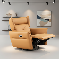 Fauteuil inclinable manuel en cuir moderne à cadre en bois, pivotant, zéro gravité, pour hôtel, appartement, villa (vente en gros)