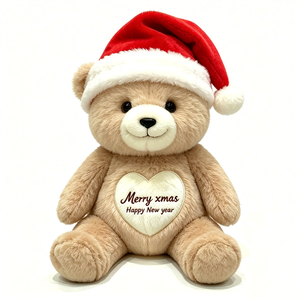 Oso de Peluche Navideño Personalizado, Oso de Peluche con Gorro de Santa, Oso de Peluche Feliz Navidad - Product Image 1