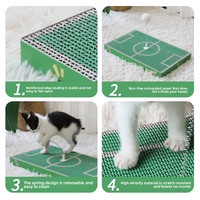 Arbre à chat style terrain de football, durable, en carton ondulé, écologique, pour l'intérieur, avec lit et griffoir pour le tranchage des griffes