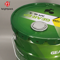 Seau à peinture rond en étain de 20 litres avec couvercle en métal 5 gallons 19L Seau en métal pour peinture et laque en bois