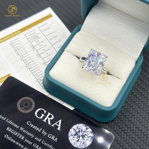Gioielli Moissanite anello di fidanzamento in argento Sterling 925 con anelli di Moissanite tagliati a ghiaccio radiante da 8x10mm(4ct) - Product Image 4
