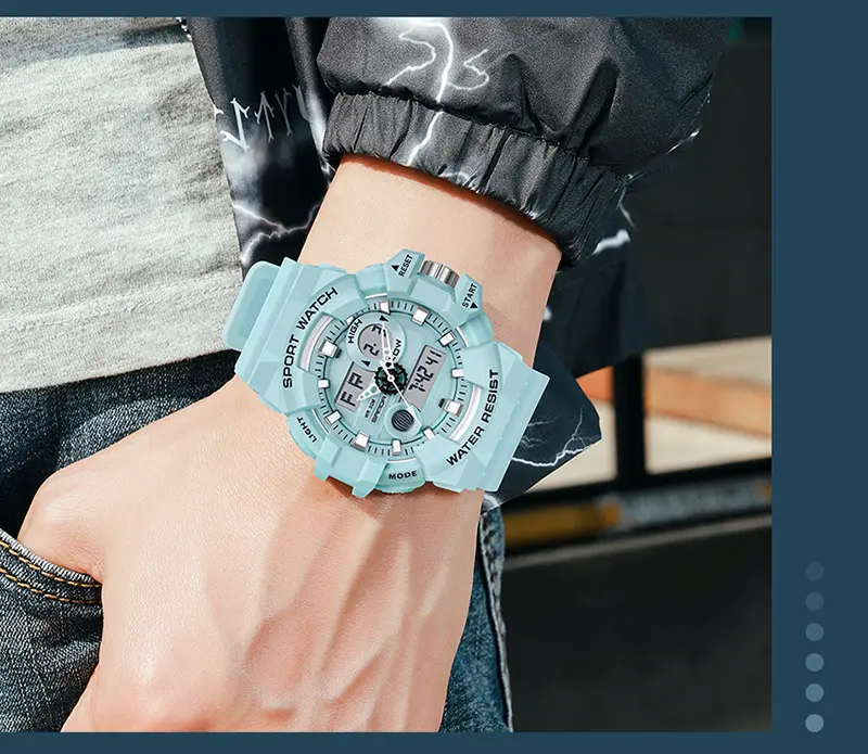 Fashion Sports Waterproof Men's Electronic Watch Multi-functional Double Luminous Student Watch Digital Men Wristwatch