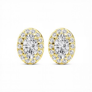 Boucles d'oreilles clous en diamant de laboratoire taille ovale 1,00 carat, couleur VVS VS EF, en or rose 18 carats, bijoux en diamant pour femme - Product Image 5