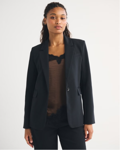 Manteau en velours tissé uni élégant noir à simple boutonnage avec poches intérieures pour femmes LEDUO - Product Image 3
