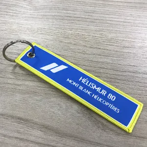 Custom designer logo cartoon high density wholesale woven keychain tags car key ring key tag for promotional gifts