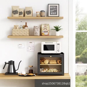 Bamboo Bread <b>Box</b> Acrylic Door Double Shelf Kitchen <b>Storage</b> Natural <b>Wood</b> Color - Product Image 5