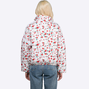 <span class=keywords><strong>Manteau</strong></span> en coton matelassé avec dentelle pour femmes Veste bouffante <span class=keywords><strong>Manteau</strong></span> d'hiver pour femmes Col montant Manteaux à imprimé floral - Product Image 3