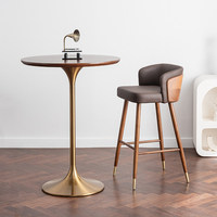 Table de bar Deyike Balcony Light-Luxury, style tulipe, en acier inoxydable, comptoir de bar minimaliste au design moderne, tabouret de bar haut pour 2 personnes