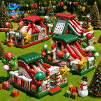 Château gonflable de Noël personnalisable avec toboggan, aire de jeux gonflable, équipement commercial pour événements