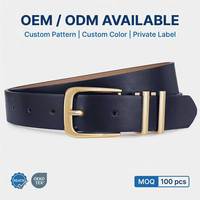 Ceinture en cuir véritable de haute qualité personnalisée OEM/ODM avec logo couleur et boucle ardillon en alliage de zinc pour pantalons, jupes et robes décontractées