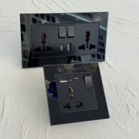 Interrupteur mural électrique britannique avec ports USB/Type-C, verre trempé, 220-250V 20A, durable, blanc/noir/gris, 2 voies, installation facile