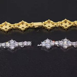 Collier chaîne à maillons Moissanite Prong Miami argent 14k or blanc Vermeil sur argent massif 925 testeur de diamants - Product Image 2