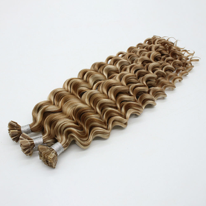 Extensioni di capelli umani Ombre Deep Wave con punta piatta, Remy, con cheratina, a <span class=keywords><strong>U</strong></span>, a K, a V, a doppia punta, 24 pollici, ricci - Product Image 2