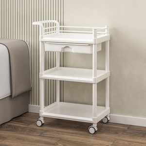 Modern White <b>Plastic</b> Salon <b>Storage</b> Cart Mobile Trolley with <b>Drawer</b> Bucket for Spa Bathroom Bedroom Use - Product Image 4