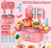 Mini-cuisine pour enfants, ensemble de jeu de simulation de cuisine, jeu d'imitation avec sortie d'eau, coffret cadeau éducatif d'anniversaire