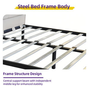 Cadre de <span class=keywords><strong>lit</strong></span> portable en <span class=keywords><strong>fer</strong></span> <span class=keywords><strong>forgé</strong></span>, <span class=keywords><strong>lit</strong></span> plateforme métallique simple ou double détachable pour la maison, la chambre, l'hôtel, l'hébergement et le bureau - Product Image 5