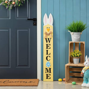 Amazonian Easter Doorway <b>Wooden</b> <b>Sign</b> Vertical Porch Hanging Bunny Welcome Wall Decor Home Decorative Wood <b>Sign</b> - Product Image 1