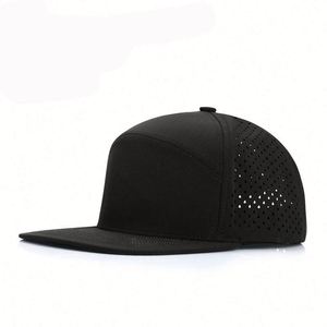High Quality Outdoor Sport Baseball Hat Waterproof Snapback Cap Laser Cut Hole 7 Panel Snapback Cap - Product Image 4