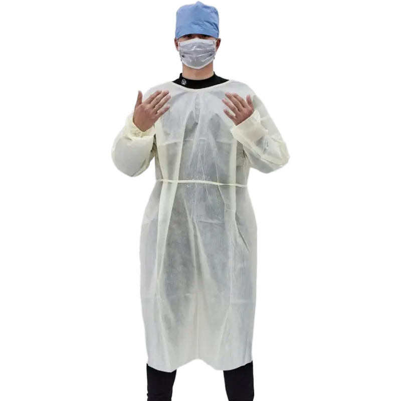 Junlong – robe d'isolation médicale jetable en PP, blanche, bleue et verte, avec manchette élastique, en13795