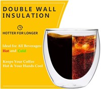 Taza de Café Reutilizable de Vidrio de Borosilicato de Doble Pared, Resistente al Calor, Libre de BPA, Hecha a Mano, de 80ml, 150ml, 250ml, 350ml, 450ml, para Té