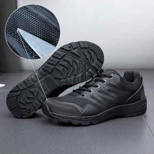 Bottes d'entraînement tactiques extérieures noires coupe basse durables pour bouton rotatif <span class=keywords><strong>BOA</strong></span> sans lacet/à lacets réponse rapide résistant à l'usure - Product Image 5