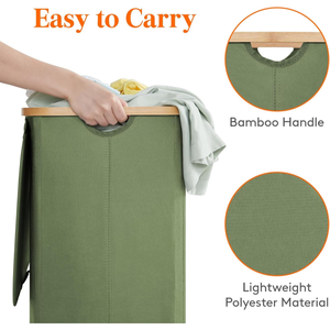 Panier à <span class=keywords><strong>linge</strong></span> 100L avec couvercle, nouveaux coloris, paniers à <span class=keywords><strong>linge</strong></span> avec poignées en bambou et 1 sac amovible - Product Image 6