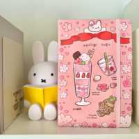 Carnet de notes LABON Kawaii Spring Cafe en cuir PU végétalien, papier crème 100 g/m², avec logo personnalisé et élastique