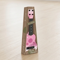Wholesale Musical Instrument Children Toy Hollow Body 4 String Round Hole Silhouette Acoustic Ukulele for Music Learning