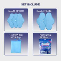 Prix bas - 6 serviettes hygiéniques réutilisables 20*25cm, super absorbantes, lavables, pour les règles féminines