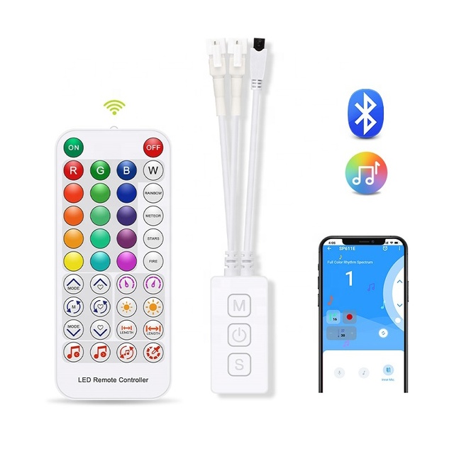 SP611E Blue Tooth Music Sync Controller Remote Control Dual Signal Output Pixel LED Controller for Addressable Strip Light