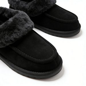 <span class=keywords><strong>Pantofole</strong></span> da <span class=keywords><strong>Uomo</strong></span> in Finta Pelliccia Nera OEM/ODM, Fodera Morbida in Peluche, Logo Personalizzato, Scarpe Invernali da Casa, Suola Impermeabile Antiscivolo - Product Image 2