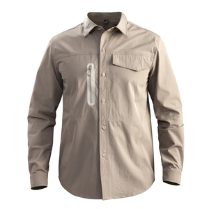 Chemise en tricot satiné à manches longues pour <span class=keywords><strong>homme</strong></span>, automne 2025, couleur unie, col montant, haut décontracté pour le <span class=keywords><strong>travail</strong></span>, chemisier anti-boulochage, vente en gros - Product Image 3