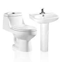 Ensemble de toilette WC en céramique blanche de style moderne Lavabo de salle de bain à double chasse avec structure en deux pièces avec siphon en S Drainage