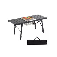 Table de barbecue pliable et portable pour l'extérieur, réglable en hauteur