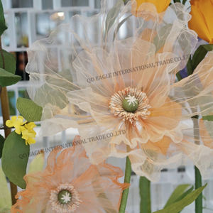 Flor de organza gigante grande artificial hecha a mano con apertura y cierre automático para fiesta boda decoraciones telón de fondo evento - Product Image 2