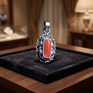Pendentif Charme Fin pour Femme Sejal Creation P313 en Argent Sterling 925 avec Pierre Naturelle Cornaline et Cristal Vintage Fait Main - Product Image 3