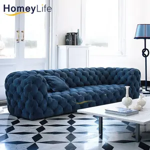 Samt italienisches Sofa-Set, Luxus 3-Sitzer, Gold-Möbel, Wohnzimmer, neues Design
