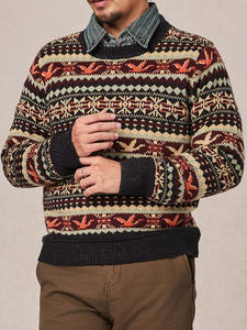 Jersey de lana Fair Isle para hombre, prendas de punto gruesas de estilo nórdico británico con patrón Vintage para el logotipo de otoño/invierno en la parte delantera - Product Image 3