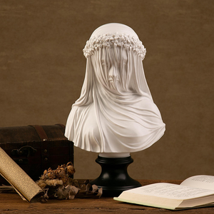 Estatua <span class=keywords><strong>de</strong></span> resina con velo para mujer BCA09, cabeza <span class=keywords><strong>de</strong></span> Chal gótico, escultura artística para decoración del hogar, adornos artesanales - Product Image 1