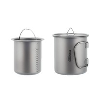 Mug de camping ultraléger en titane pur de 450 ml avec infuseur à thé et couvercle - Tasse à café portable pour le camping et la randonnée