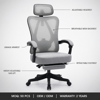 Chaise ergonomique en tissu maillé avec support lombaire, chaise de bureau pour ordinateur, chaise de jeu, réglable en hauteur pour de longues heures