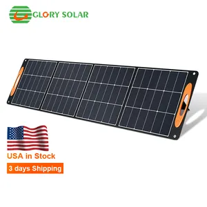 Selimut pengisi daya matahari tahan air ringan, kit panel surya lipat portabel 200W untuk berkemah luar ruangan